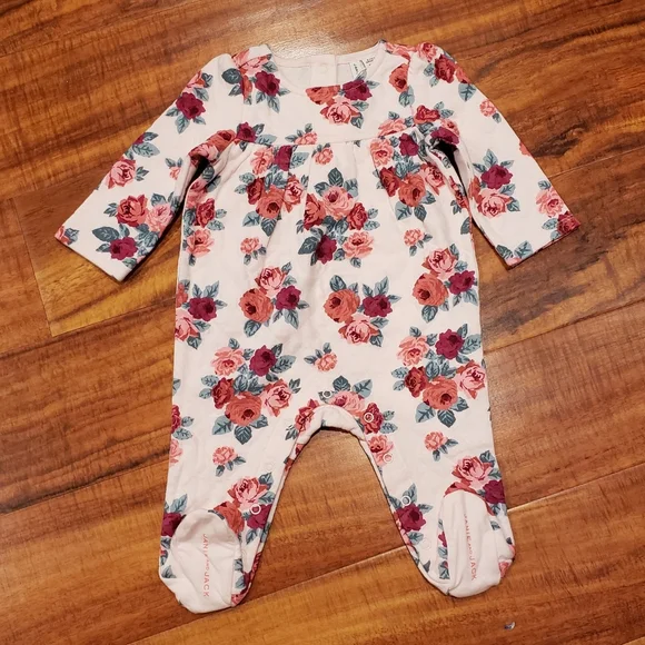 Janie and Jack NWT 0-3 months pink floral quilted footie one piece romper - Picture 1 of 5